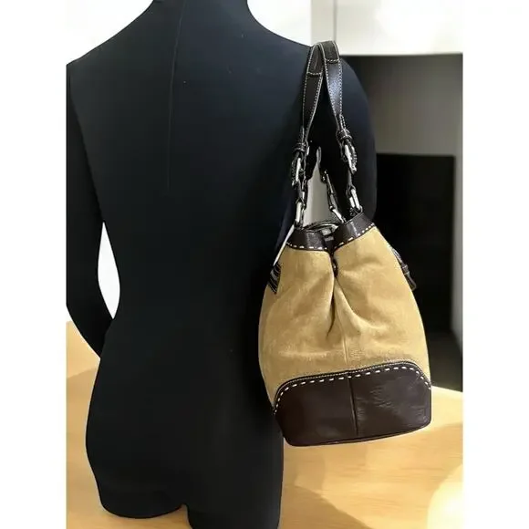 Y2K Coach F12620 Hamptons Suede Large Carryall Bag & Wristlet